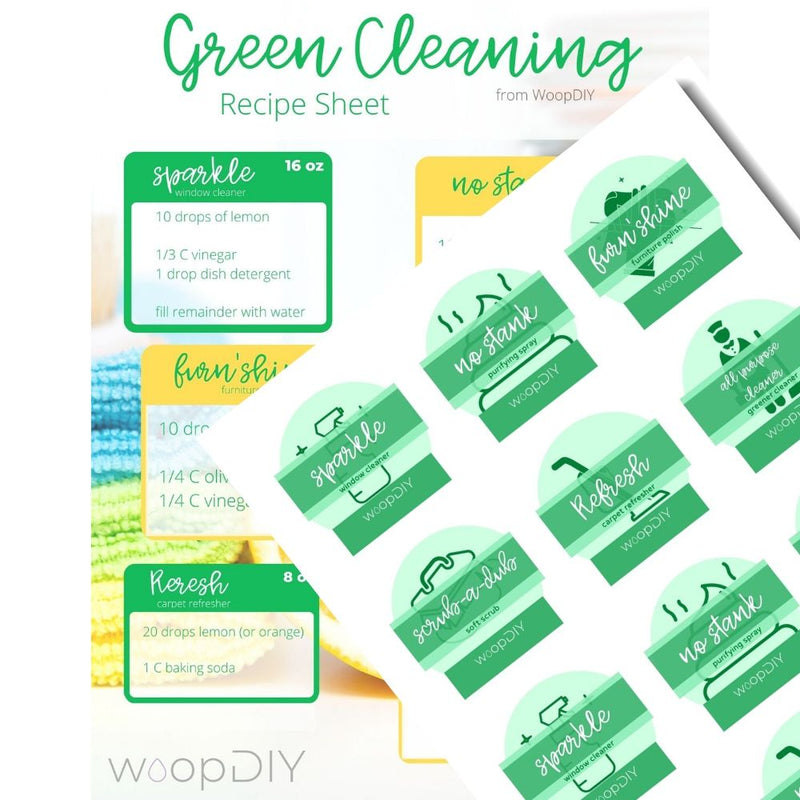 Green Cleaning Labels & Recipe Sheet