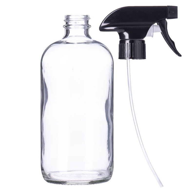 16-Ounce Clear Glass Spray Bottles w/ Heavy Duty Sprayers (6-Pack