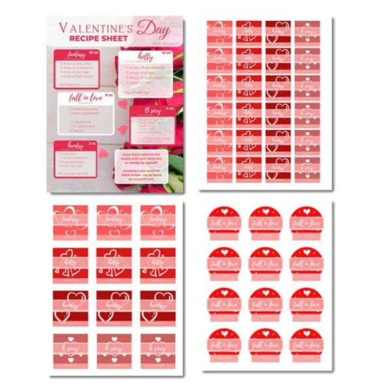 Valentine's Day Essential Oil Labels and Blend Recipes